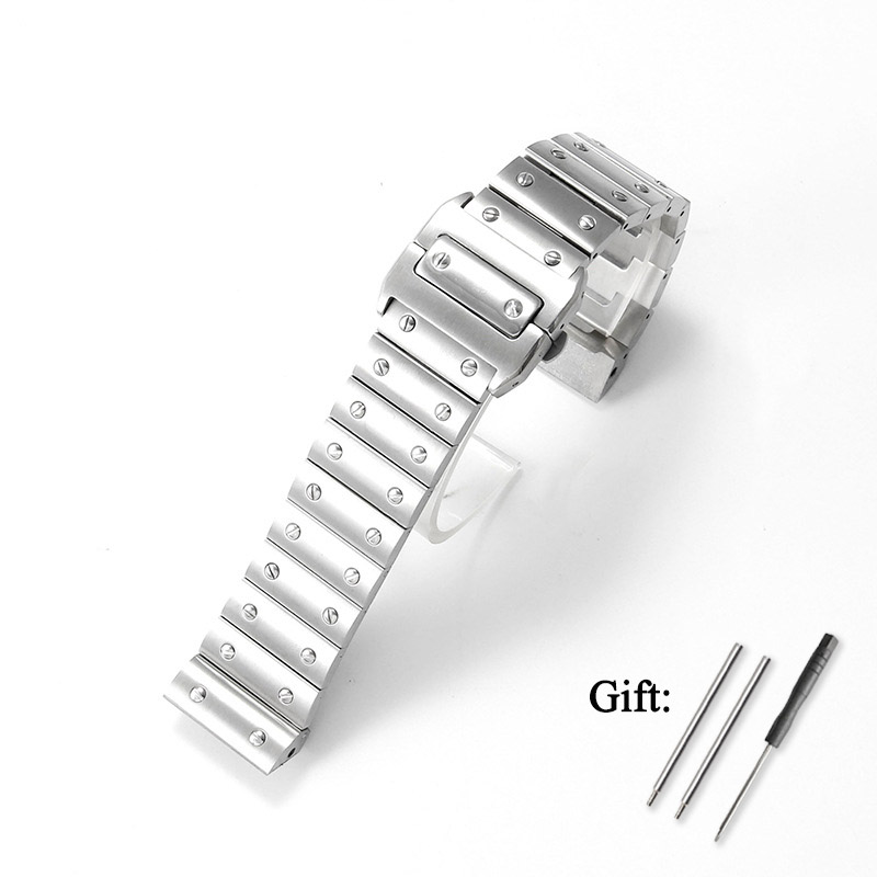 Luxury Watch Cartier - 23mm 高品質ステンレススチール製時計ストラップ カルティエ サントス100用 交換用折りたたみバックルブレスレットリストバンド