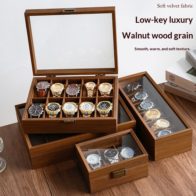 Luxury Watch Collection Box - ブラックウォールナット木目調時計収納ボックス時計配置ボックス高級木製時計ボックス家庭用時計コレクションケース