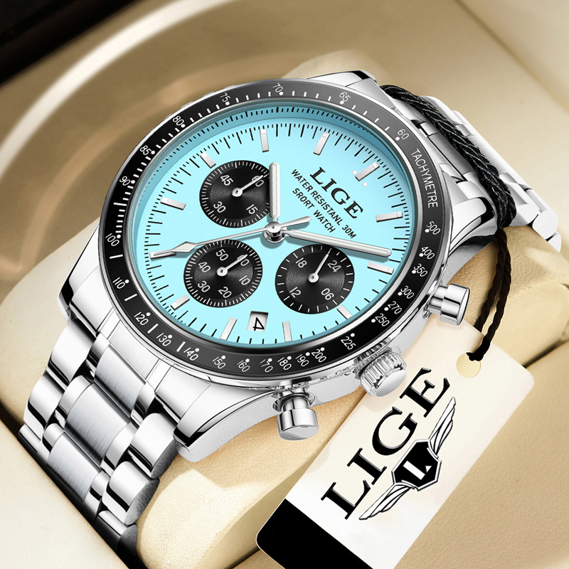 Luxury Watch Collection Box - LIGE トップブランドの高級新しいメンズ腕時計クォーツマン腕時計防水夜光時計男性用日付クロノグラフスポーツ腕時計 + ボックス