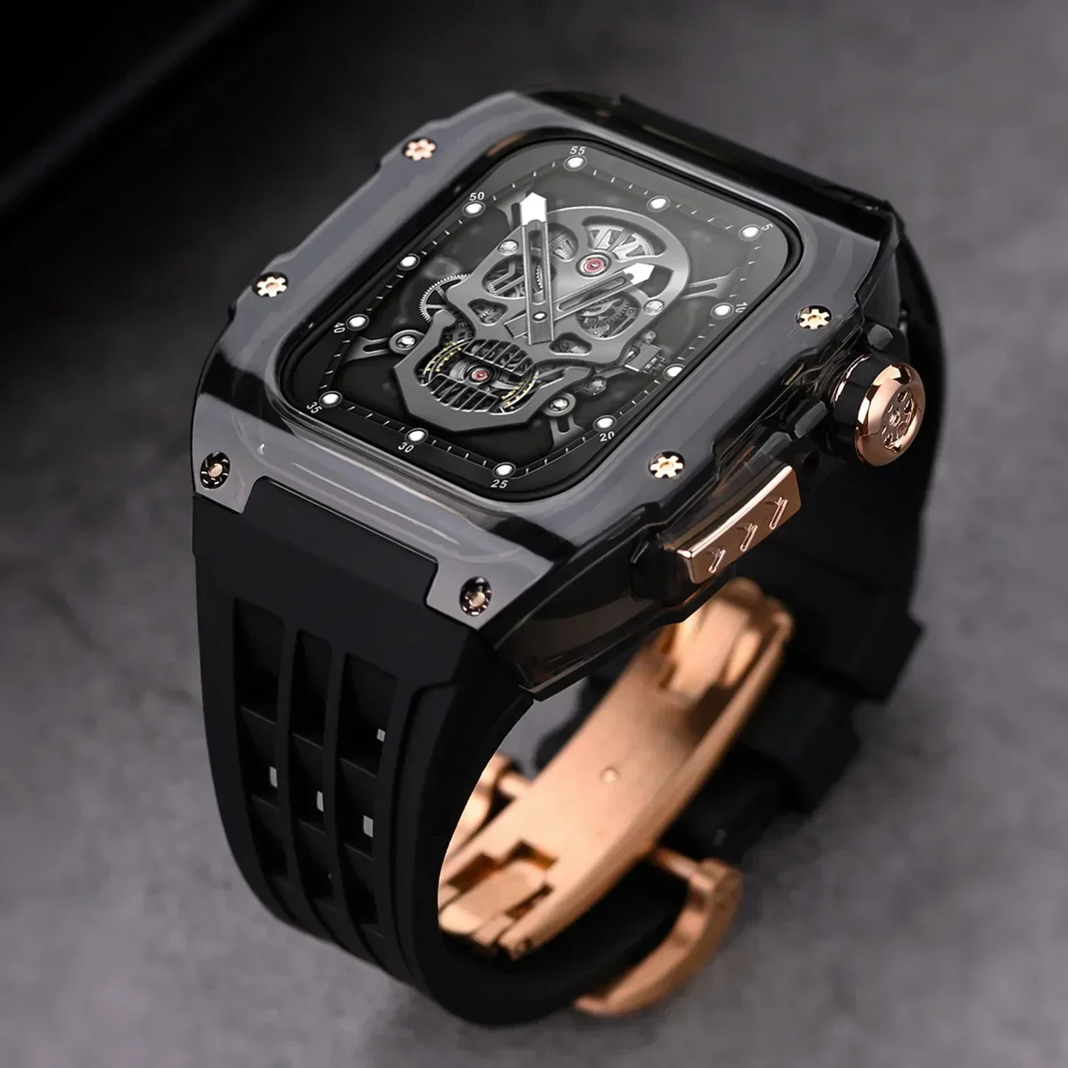 Luxury Watch Repair - Apple Watch用の透明なケース,高級アクセサリー,光沢のある改造キット,ウルトラバンド,iwatchシリーズ9,8,7,6,5,4,se,45mm, 44mm, 49mm