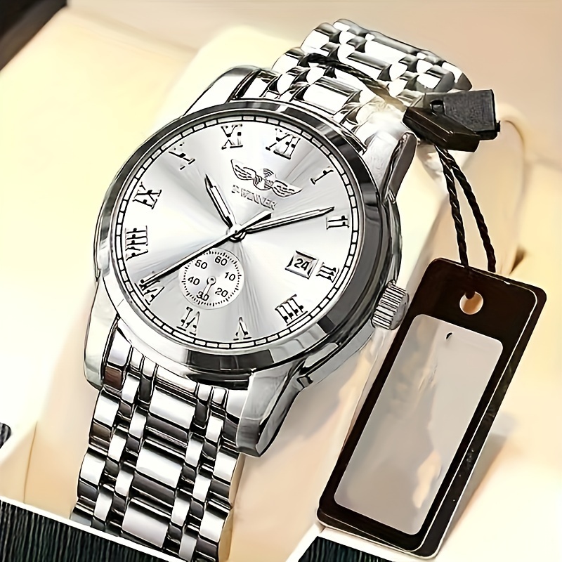 男性用高級機械式時計、スケルトンスチールバンド、カレンダー、 - Luxury Watch Value のレビューと価格