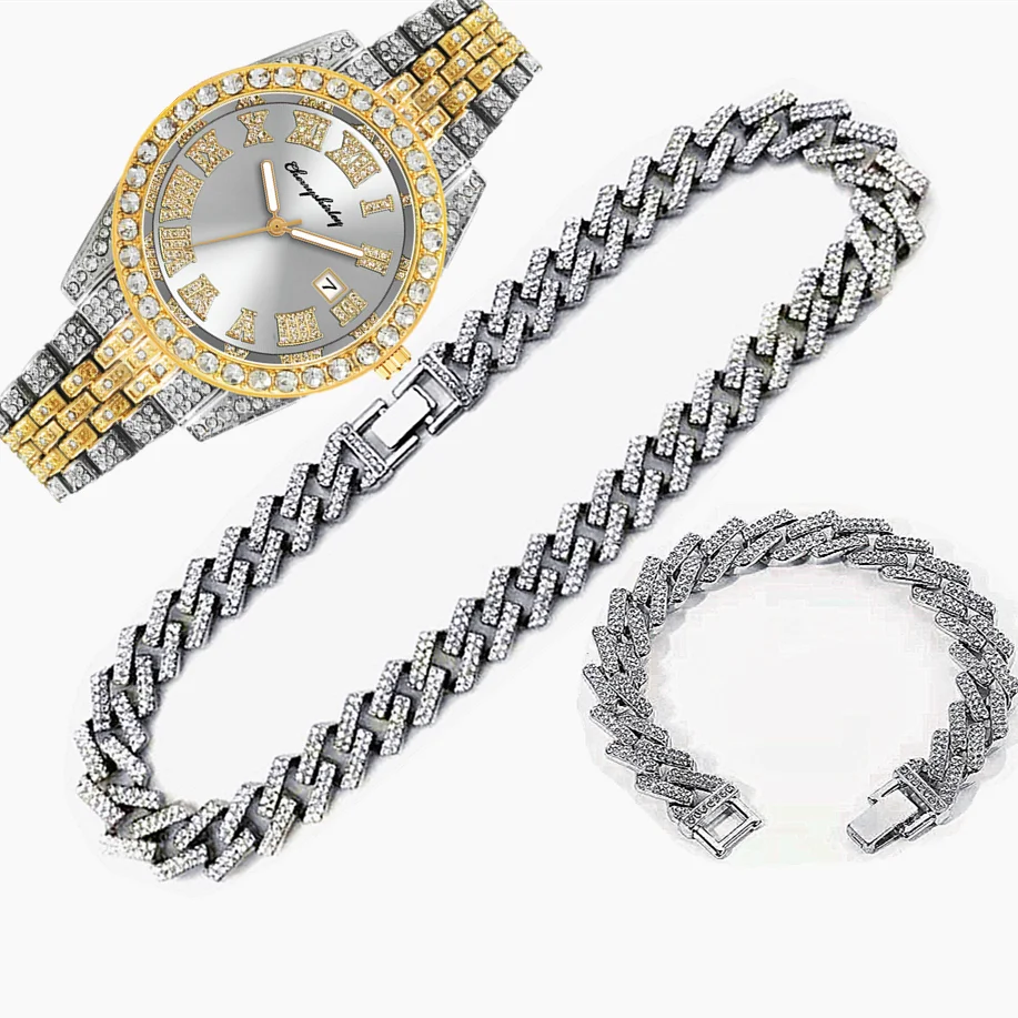 メンズ向け高級アイスアウト腕時計3個セット、ヒップホップマイ - Luxury Watch Miami のレビューと価格