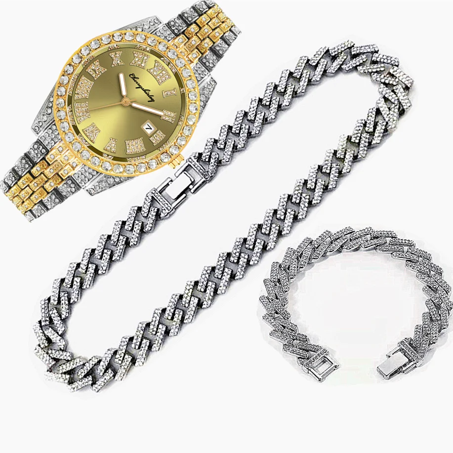 メンズ向け高級アイスアウト腕時計3個セット、ヒップホップマイ - Luxury Watch Miami のレビューと価格