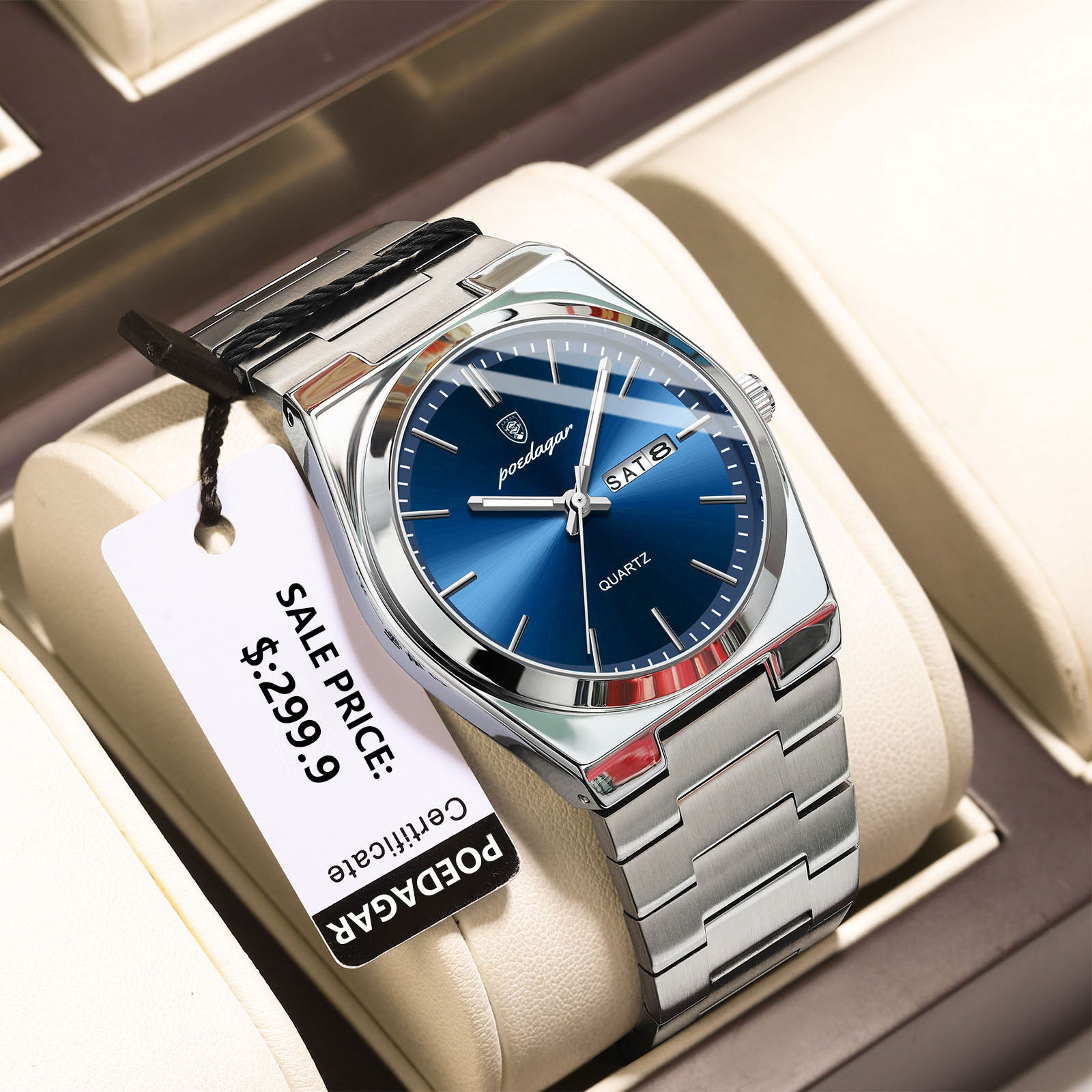 Poedagar 高級腕時計男性用ステンレス鋼防水発光マン腕 - Luxury Watch Cartier のレビューと価格