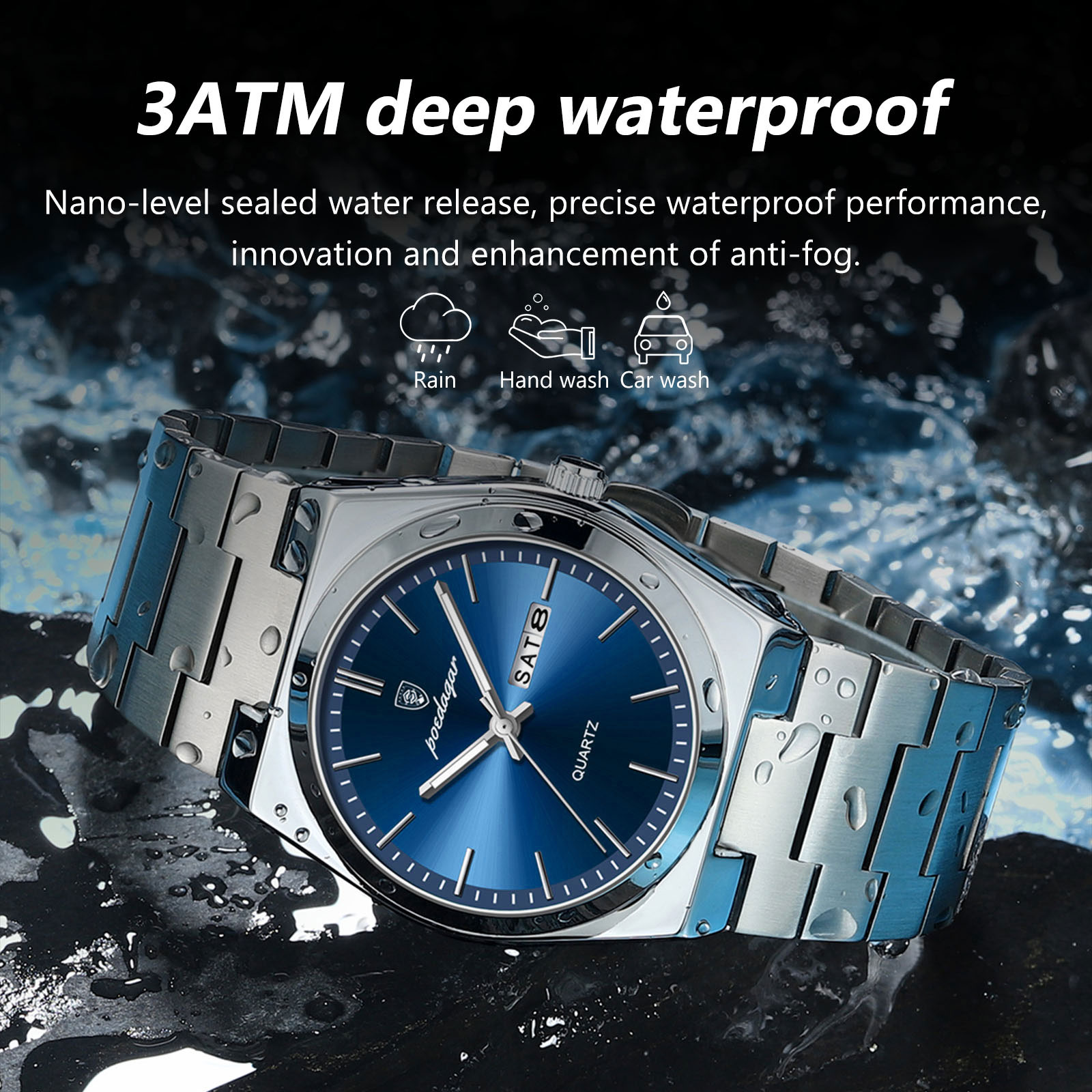 Poedagar 高級腕時計男性用ステンレス鋼防水発光マン腕 - Luxury Watch Cartier のレビューと価格