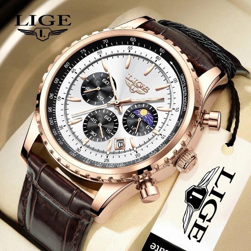 Lige新メンズ時計トップブランド高級男性用腕時計革クォーツ - Luxury Watch Collection Box のレビューと価格