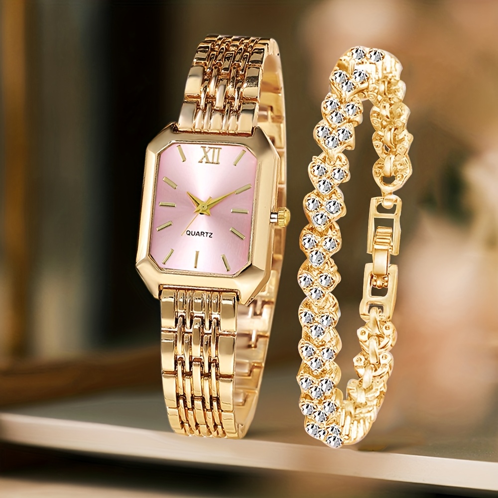 2 個ファッション長方形女性クォーツ時計ラインストーンブレス - Luxury Watch Cartier のレビューと価格