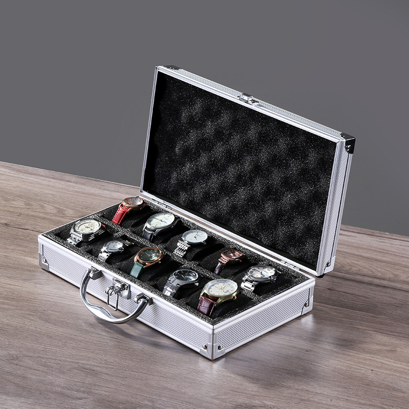 高級プレミアム品質の時計ボックス 10/12 グリッドアルミ - Luxury Watch Collection Box のレビューと価格