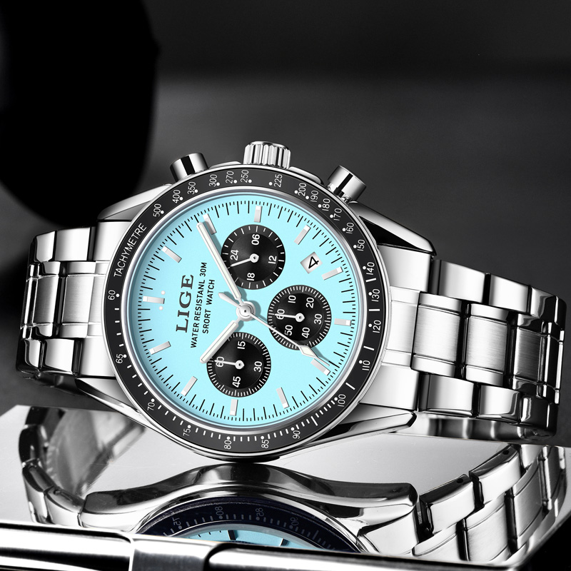 LIGE トップブランドの高級新しいメンズ腕時計クォーツマン - Luxury Watch Collection Box のレビューと価格